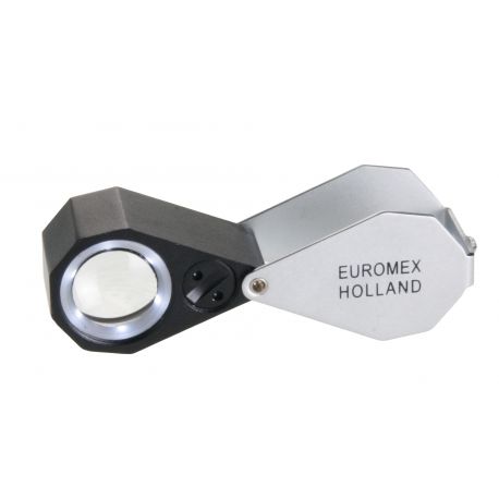 Lupa Triplete Acromática Plegable Euromex 15x 21 mm - LED Blanco y UV